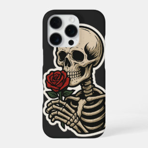Skelet met een Roos – Artistieke Gotische Sticker iPhone 16 Pro Hoesje