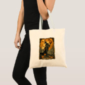 Skelet met Evil Pumpkin Tarot Kaart Tote Bag (Voorkant (product))