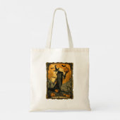 Skelet met Evil Pumpkin Tarot Kaart Tote Bag (Achterkant)
