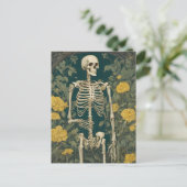 Skelet met gele bloemen briefkaart (Staand voorkant)
