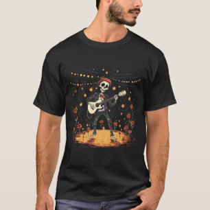 Skelet met gitaar t-shirt