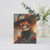 Skelet Met Gloeiende Ogen Briefkaart (Staand voorkant)