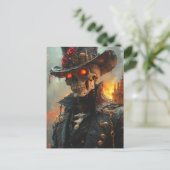 Skelet Met Gloeiende Ogen Briefkaart (Staand voorkant)