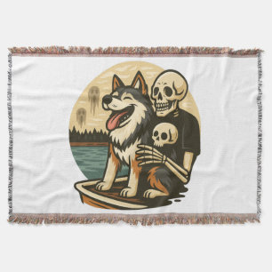Skelet met hond op een hevig spookachtig meer Horr Deken