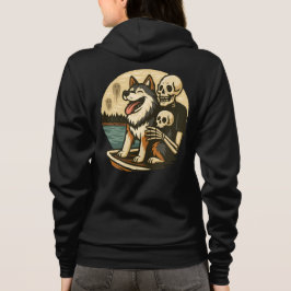 Skelet met hond op een hevig spookachtig meer Horr Hoodie