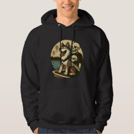 Skelet met hond op een hevig spookachtig meer Horr Hoodie