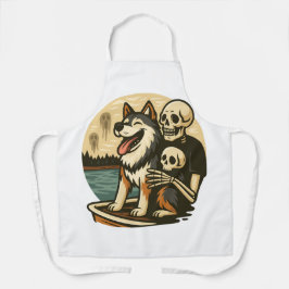 Skelet met hond op een hevig spookachtig meer Horr Schort
