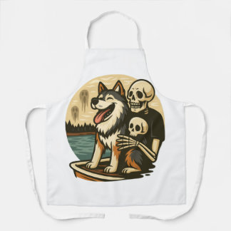 Skelet met hond op een hevig spookachtig meer Horr Schort