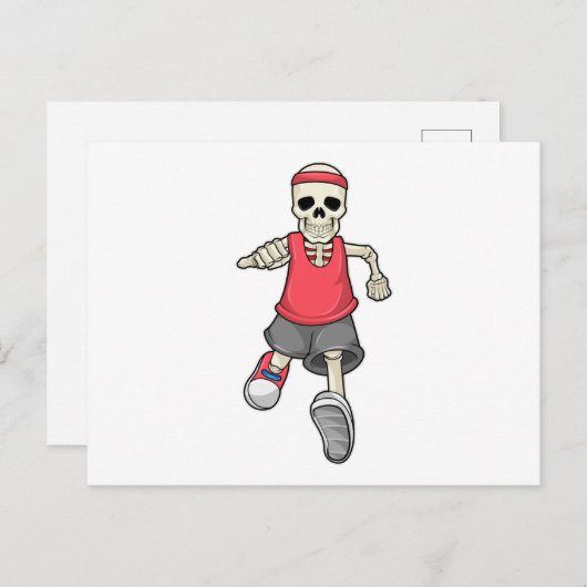 Skelet met hoofdband tijdens hardlopen briefkaart (Voorkant / Achterkant)