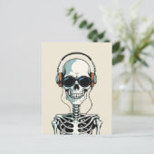 Skelet met hoofdtelefoon briefkaart (Staand voorkant)