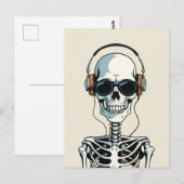 Skelet met hoofdtelefoon briefkaart (Voorkant / Achterkant)