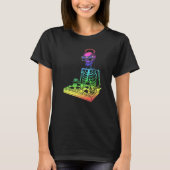 Skelet met hoofdtelefoon en zonnebril Mixer Dj T T-shirt (Voorkant)