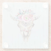 Skelet met hoorn en bloemen glazen onderzetter (Achterkant)