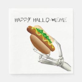 Skelet met hot-Dog Halloween Paper Napkins Servetten