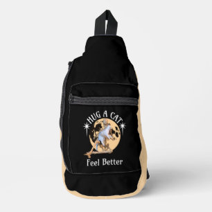 Skelet met kat knuffelen onder de maan Komfort Hum Sling Bag