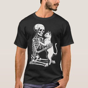 Skelet met kat T-shirt lui Halloween kostuum