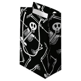 Skelet met kleine cadeautas, halloween klein cadeauzakje