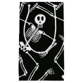 Skelet met kleine cadeautas, halloween klein cadeauzakje (Voorkant)