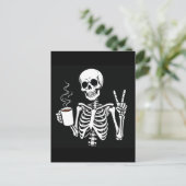 Skelet met koffie briefkaart (Staand voorkant)