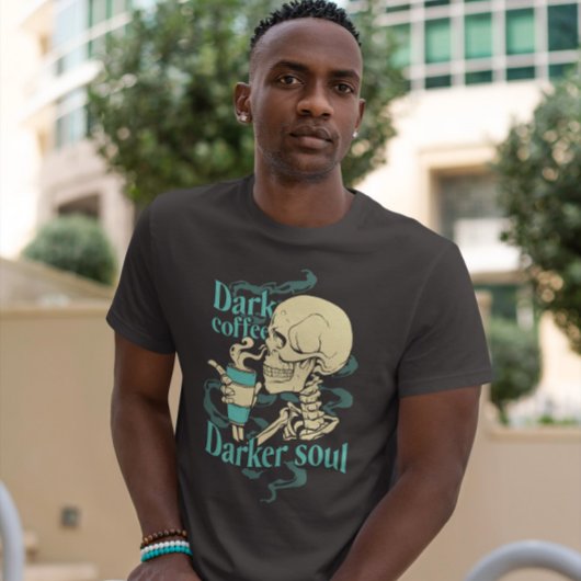 Skelet met koffiebeker t-shirt