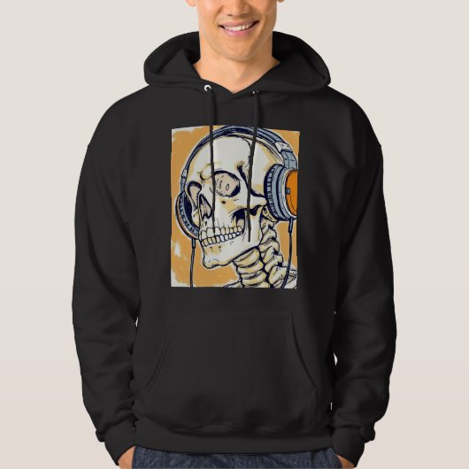 Skelet met koptelefoon hoodie (Voorkant)