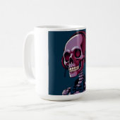Skelet met koptelefoon koffiemok (Voorkant links)