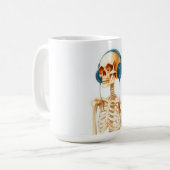 Skelet met koptelefoon koffiemok (Voorkant links)