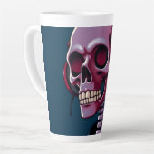 Skelet met koptelefoon latte mok (Linkerhoek)