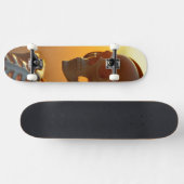 skelet met koptelefoon persoonlijk skateboard (Horizontaal)