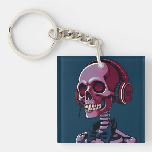 Skelet met koptelefoon sleutelhanger (voorkant)
