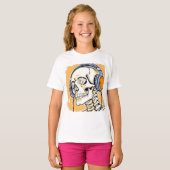 Skelet met koptelefoon t-shirt (Voorkant volledig)