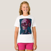 Skelet met koptelefoon t-shirt (Voorkant volledig)
