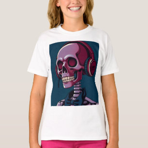 Skelet met koptelefoon t-shirt