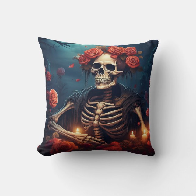 Skelet met kroon van Rozen Kussen (Voorkant)