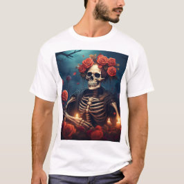 Skelet met kroon van Rozen T-shirt
