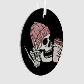 Skelet met Pet en een Drink op een Ornament (voorkant)