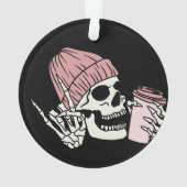 Skelet met Pet en een Drink op een Ornament (achterkant)