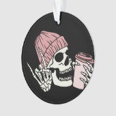 Skelet met Pet en een Drink op een Ornament (voorkant)