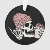 Skelet met Pet en een Drink op een Ornament (voorkant)