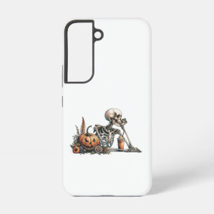 Skelet met pompoen en drink. Halloween Samsung Galaxy Hoesje