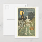 skelet met pompoen Halloween Briefkaart (Voorkant / Achterkant)
