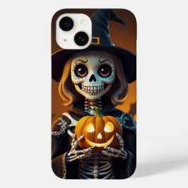 Skelet met pompoen Halloween T-shirt Case-Mate iPhone 14 Hoesje
