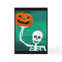 Skelet met pompoen Halloween Wenskaart