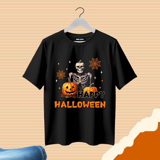 Skelet met pompoenen t-shirt