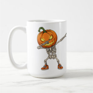 Skelet met Pumpkin Head Dab Dance Halloween Koffiemok