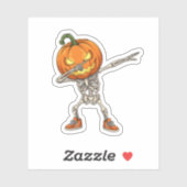 Skelet met Pumpkin Head Dab Dance Halloween Sticker (Vel)