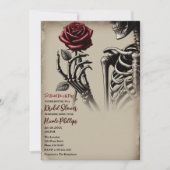 skelet met Red Rose Vrijgezellenfeest Kaart (Voorkant)