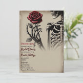 skelet met Red Rose Vrijgezellenfeest Kaart (Staand voorkant)