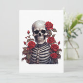 Skelet Met Rode Rozen Kaart (Staand voorkant)