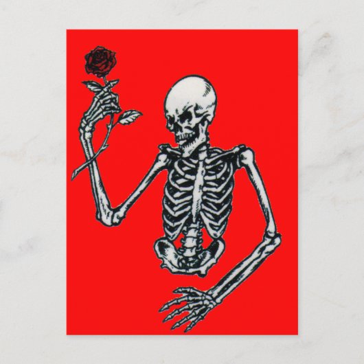 skelet met Rozen Briefkaart (Voorkant)